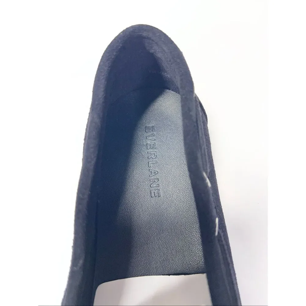 Everlane Dark Navy Suede Boat Shoes Womens Size 8 NWB Minimalist Loafers Flats